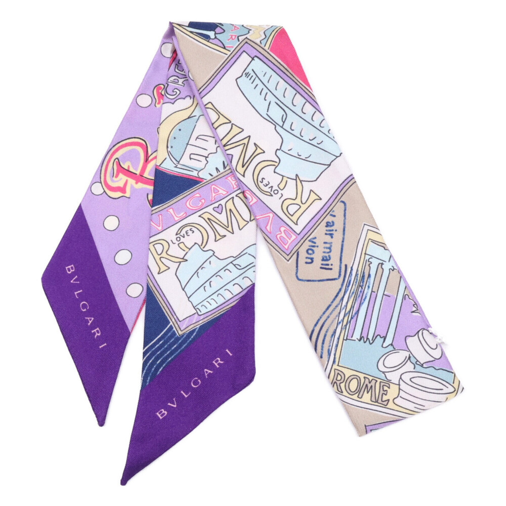BVLGARI Bulgari Silk Mini Sherry Scarf/Muffler, Purple, Women's